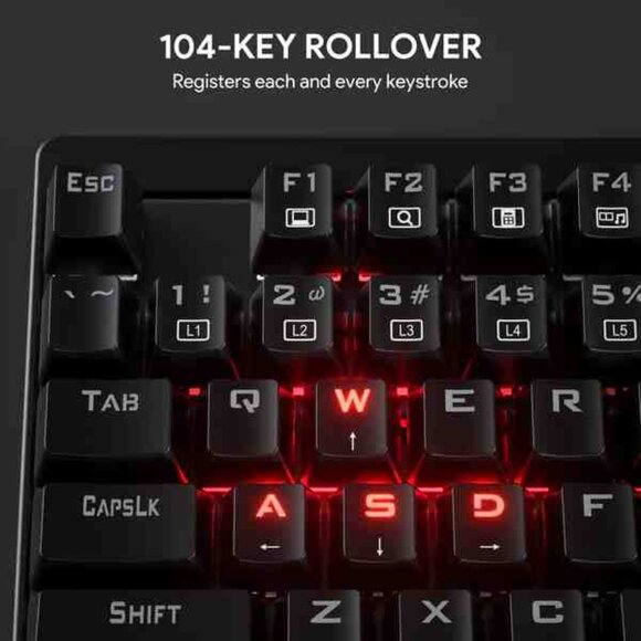 AUKEY KMG6 Mechanical Keyboard Red Switches 104key - Picture 5 of 12